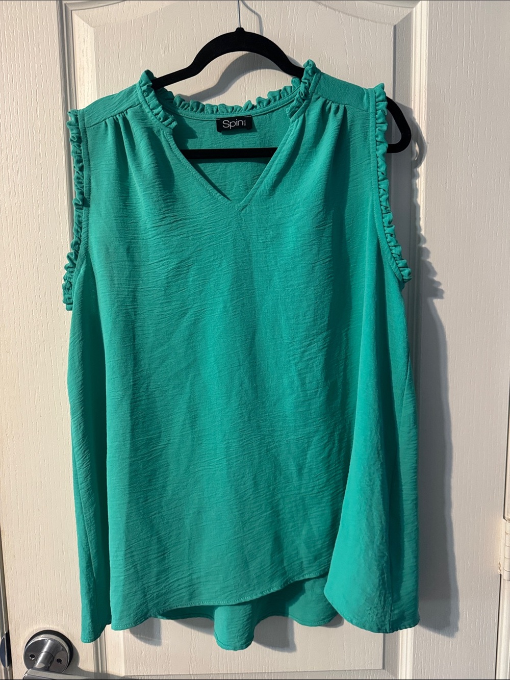Spini Women's Teal Ruffle-Trim Sleeveless Tank